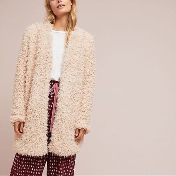 Anthropologie Bishop and Young Vickey Teddy Coat Blush XS - Picture 2 of 11